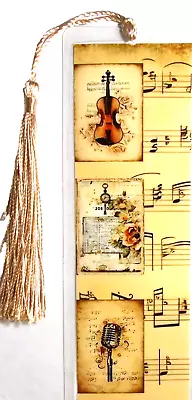 Vintage Look Orchestra Instruments Unique Exquisite Laminated Bookmark #2 • $1.98