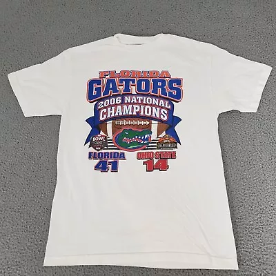 VINTAGE Florida Gators Shirt Men Medium White Football 06 National Champs • $15.88