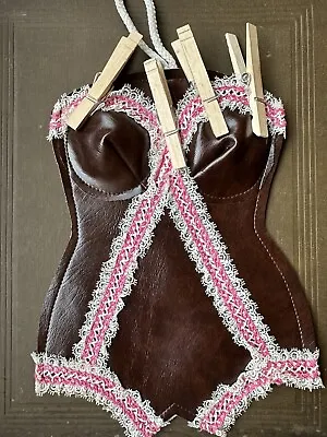 Vintage 1960s Novelty Corset Laundry Clothes Pin Bag Closet • $45