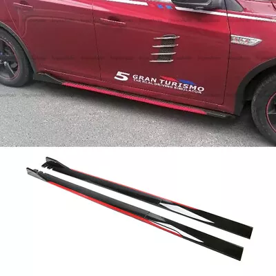 For Volvo S60 S80 S90 86  Side Skirt Extension Rocker Panel Splitter Black Red • $69.35