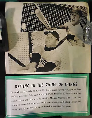 1960 Mickey Mantle Stan Musial Elliott Display Poster Yankees St Louis Cardinals • $125