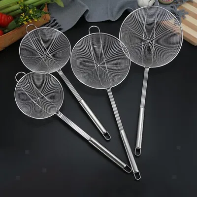 Mesh Net Strainer Ladle Stainless Steel Wire Skimmer Spoon • £7.63