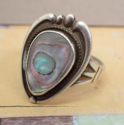 $24 • Buy Vintage Out Of The Depths Of Chaos Abalone Sterling Silver Ring Signed Sz 7 6.2g