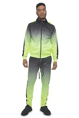 Men's Ombre Gradient Colored Pant&Jacket  2 Piece Sweatsuit Set Track Suit ST579 • $44.95