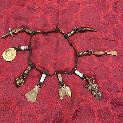 African Tribal Brass Pendant Necklace 16  Vintage Ethnic Regional Jewelry --7023 • $35
