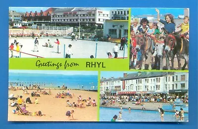 £5 • Buy Greetings From Rhyl.postcard.donkey Rides,beach,skating Rink,paddling Pool