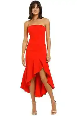 By Johnny Strapless Tulip Frill Strapless Gown In Red Size 14 AU • $107.40