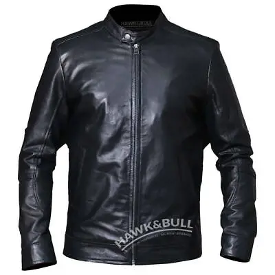 Pioneers Plain Black Leather Jacket Racer Class J5 • $162.52