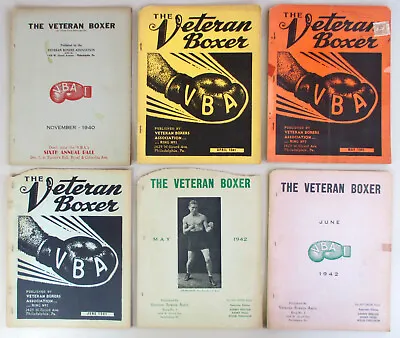 $59.49 • Buy Lot X6 1940-1942 EARLY Veteran Boxer Magazines Editor Copy 1941 VBA Vintage Ring