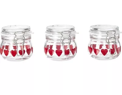 Ikea Vinter 2018 3 Glass Mason Jars With Heart Pattern Brand New & Sealed 4 Oz  • $15