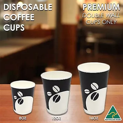 Coffee Cups Disposable Paper 8oz 12oz 16oz Double Wall Drink Tea Water Takeaway • $339.99