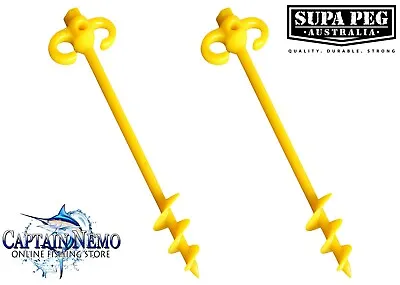 $24.95 • Buy Supa Peg 2 X 500mm Sand Screw Tent Pegs High Impact Polycarbonate Sstppcy500