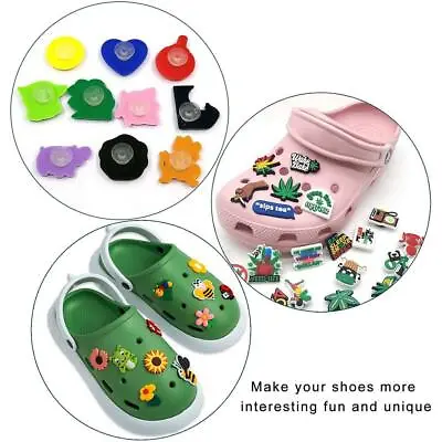 £3.98 • Buy 100PCS  DIY Plastic Buttons Black Ornaments For Shoes Kid Croc Buckles U5