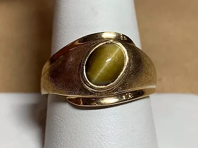 Vintage 10K Yellow Gold Cats Eye Men's Ring 6.7 Grams Size 10 • $369