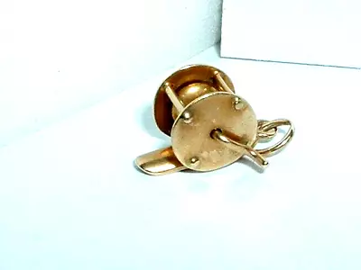 VINTAGE 14k YELLOW GOLD MOVEABLE FISHING REEL CHARM • $235