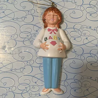 Mother To Be Ornament 1986 Kurt Adler Exclusive Pregnant Woman With Baby Shirt • $11.04