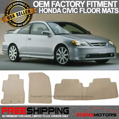 Fits 01-05 Honda Civic Coupe Sedan Nylon Beige Floor Mats Front Rear Carpet 3PC • $47.99