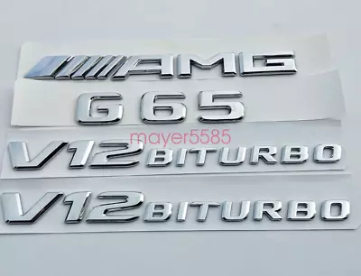 Chrome G65 AMG V12 BITURBO Letters Trunk Emblems Badge Sticker For Mercedes Benz • $32.95