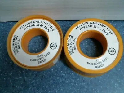 AA Thread Seal Yellow Gas Line PTFE Tape 260  L X 1/2  W 0.1 Oz. Lot Of 2 FS  • $8