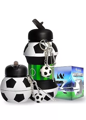 Rixoz Silicone Collapsible Football Water Bottle For Kids Great Gift 550ml • £8.99