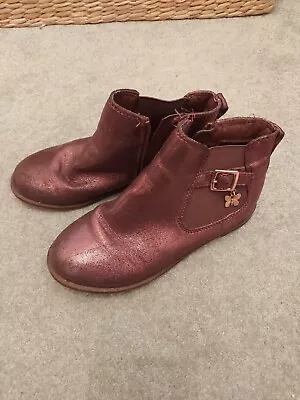 £2.99 • Buy Next Girls Brown/burgundy Sparkly Butterfly Detail Ankle Zip Boots: Size 1