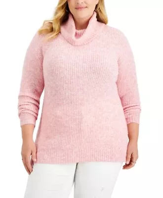 MSRP $57 Style & Co Plus Size Cowlneck Tunic Sweater Pink Size 1X NWT • $26