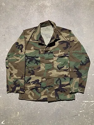 Vintage US Army Military Wooldland Camo Field Jacket Size Small • $19.99