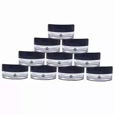 50 Pieces Black 3gram/3ml Round Black Container Jars With Clear Screw Cap Lid... • $8.66