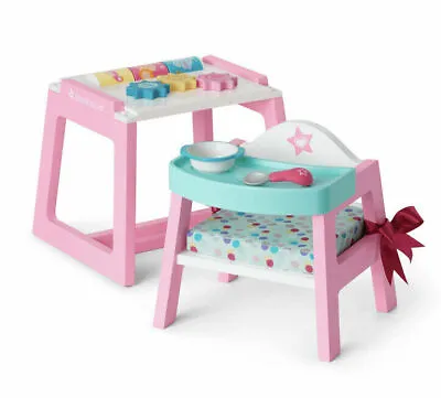 $149.99 • Buy American Girl Doll Bitty Baby Convertible Play Table High Chair Blue Tray NEW!!