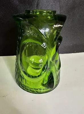 Viking Glass Owl Fairy Lamp Candle Votive Holder Green Top Only Vtg MCM Decor • $89.50