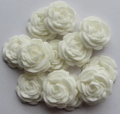 12 White Roses Flowers Edible Cake Topper SugarcraftWedding CupcakeBirthday • £5.25