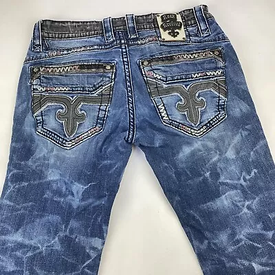 Rock Revival Mens Size 33x30 Rudy Distressed Acid Wash Jeans • $39