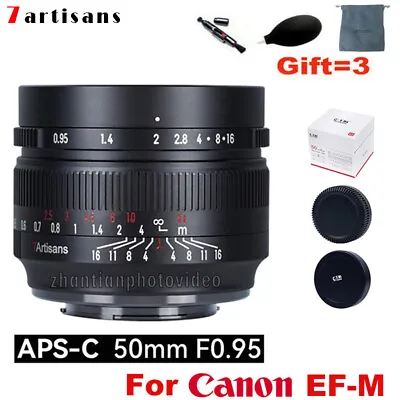 7artisans 50mm F0.95 APS-C Large Aperture Manual Lens For Canon EOS-M EF-M Mount • $173