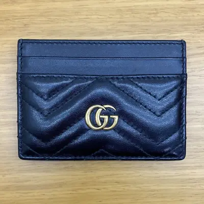 $390 • Buy Gucci Marmont Card Case Cardholder In Black Leather 443127