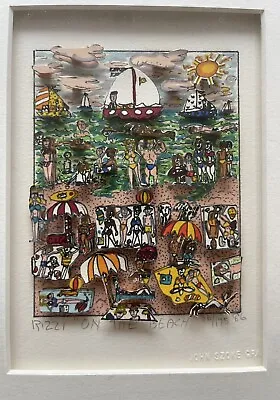 James Rizzi Framed “On The Beach   3-D   1986  Lithograph Original #/175 • $1999