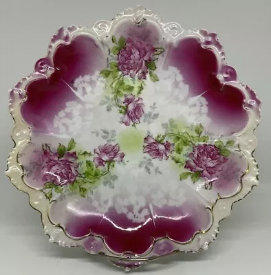 Vintage New Habsburg Austria Porcelain Plate Scalloped Roses & Gold 8” 93 21 • $19.99