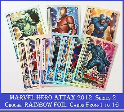 Choose Marvel HERO ATTAX Series 2 Avengers 2012 Rainbow Foil Trading Cards Topps • £4.79