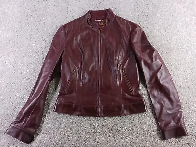 Ezza Michael Hoban Women's Jacket Size L Red Solid Leather Vintage • $199.20