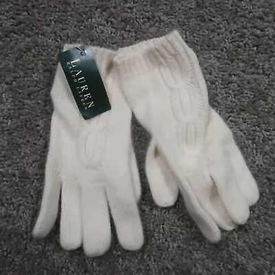 Lauren Ralph Lauren Gloves White Lambs Wool Angora Nylon Soft Breathable NWT • $19.95