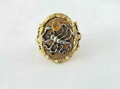 Vtg 60s Zodiac Scorpio Ring Signed ART Gold Silver Tone Adjustable  • $39.95