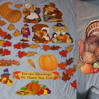Vintage Die Cut Cardboard Lot Of 29: Thanksgiving Fall Wall Hangings / Decor • $20