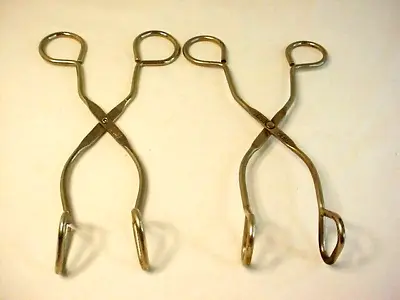 2 Vtg  EKCO 8  Steel Kitchen Tongs Angled Picker Grabber Scissor Type USA Steel • $19.99