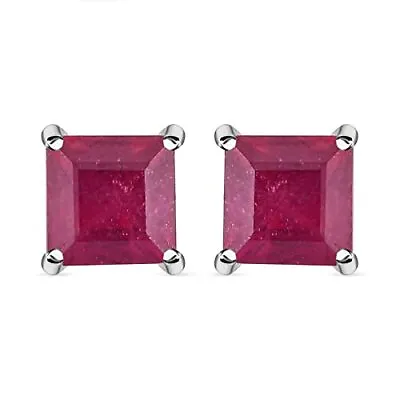 TJC 1.9ct Ruby Stud Earrings For Women In 9ct White Gold Push Back • £103.99