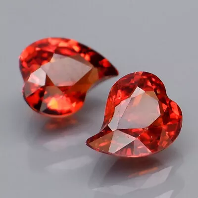 Heart Fancy Shape 6x5 Mm.PAIR Fire Mandarin Orange Spessartite Garnet 1.56Ct. • $0.99