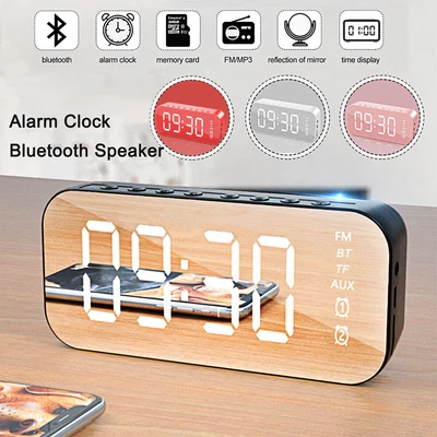 $18.99 • Buy Digital Alarm Clock LED Mirror Display Desk Clock Bluetooth Speaker Wireless