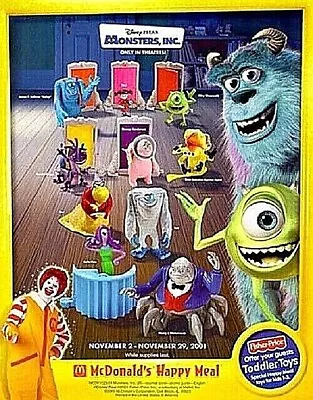 2001 Disney's Monsters Inc. Mcdonalds Happy Meal Toys - U - Pick • $10.99
