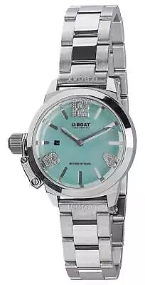 U-Boat Classico Steel Blue Mother-Of-Pearl Dial Diamonds Date Womens Watch 8900 • $1509