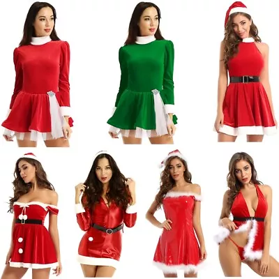 US Women's Mrs. Claus Costume Christmas Santa Dress Dance Party Holiday Dress Up • $25.20