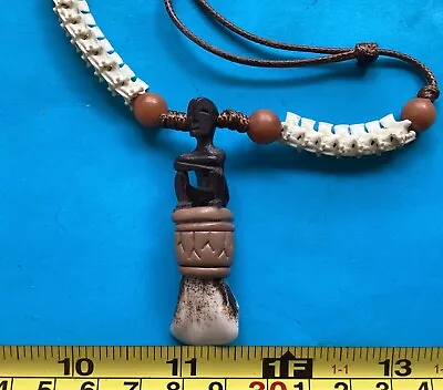 Snake Vertebrae Bone Necklace Carabao Tooth Tribal Philippine Handmade Rice God • $49