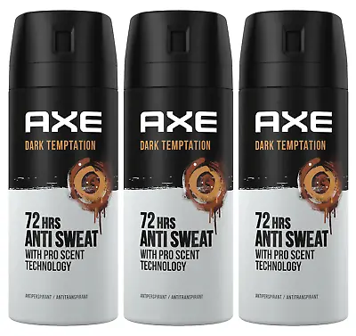£8.13 • Buy 3 X Axe Dark Temptation 72 Hours Anti Sweat Deodorant For Men 150ml Each